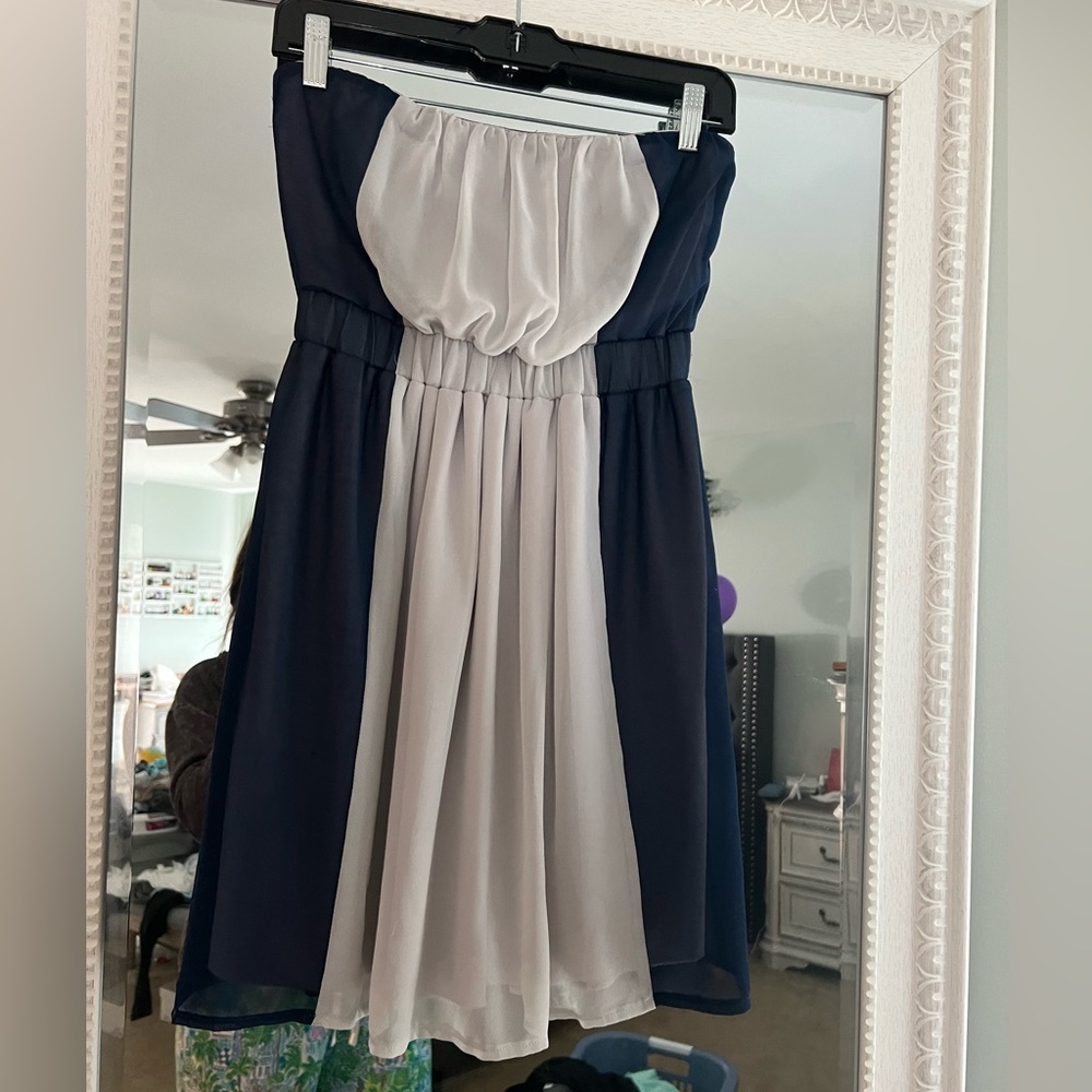 YA Los Angeles blue strapless mini dress size small